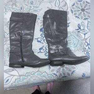 Gray Leather Boots